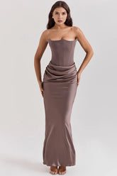 Lily Shaping Long Dress - Brown