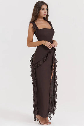 Hailey Long Dress - Brown