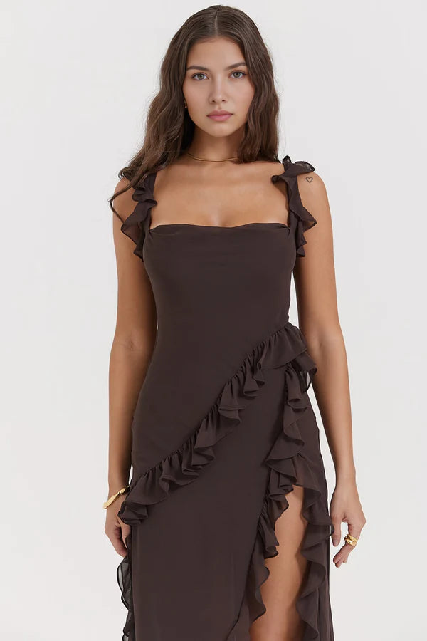 Hailey Long Dress - Brown