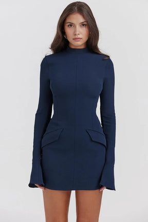 Kayla Long Sleeve Dress - Blue