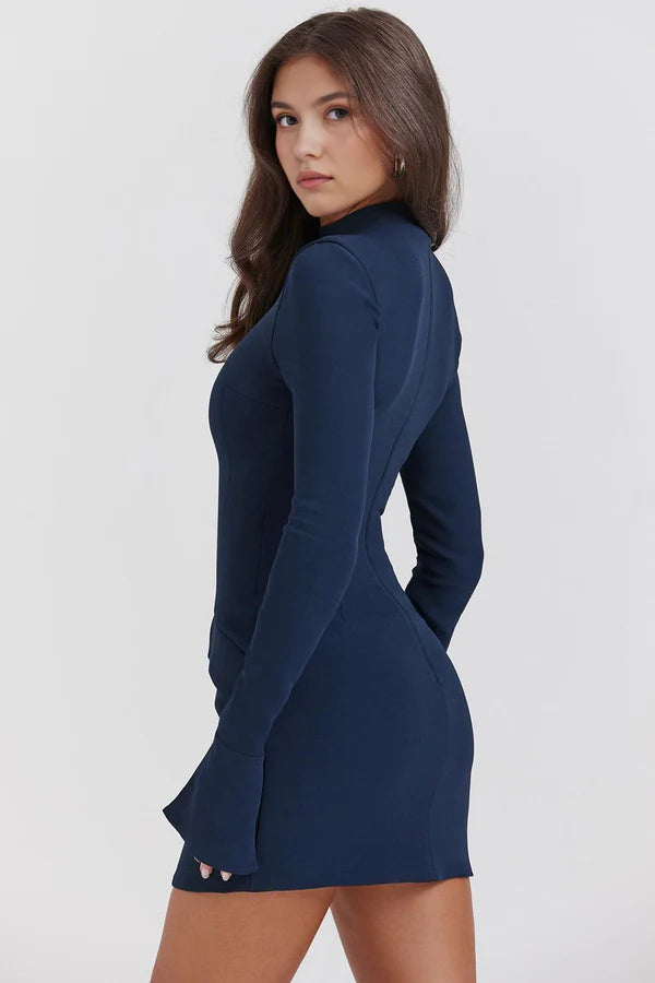 Kayla Long Sleeve Dress - Blue