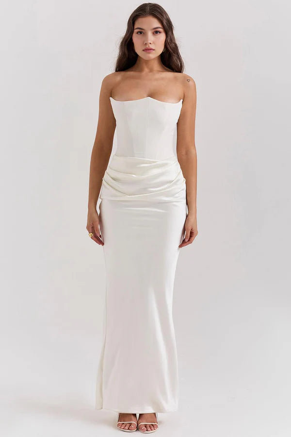 Lily Shaping Long Dress - White