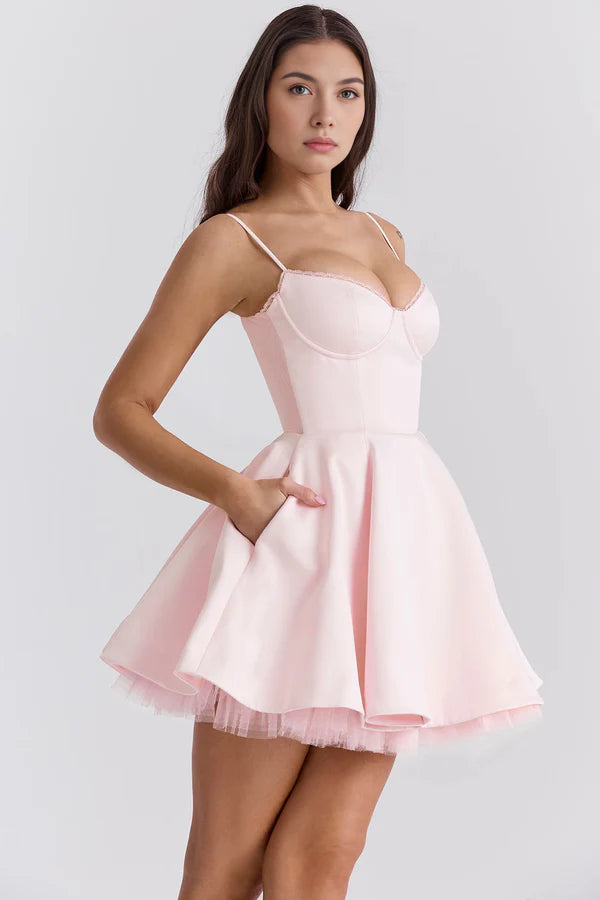 Cloe Short Dress - Double Layer - Rose